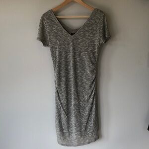 Stork & BABE | Metallic silver v-neck shirt sleeve maternity dress